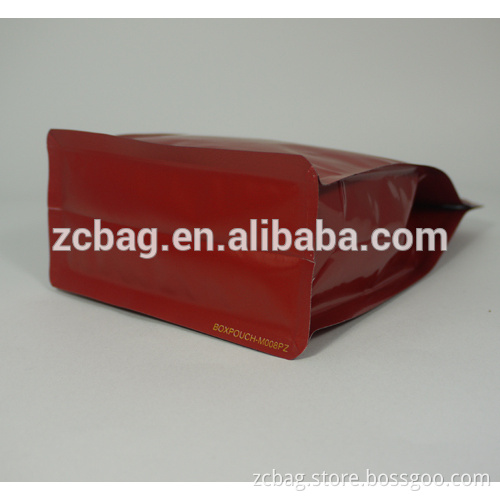 Factory directly Manufacture quad side seal gusset flat bottom standup box pouch,square bottom Pouch zipper lock